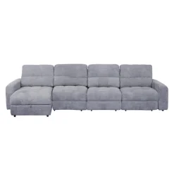 Power Modular Reclining Sectional with 1 Slider and Left-Side Chaise with Storage - 4 pcs