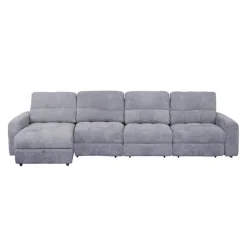 Power Modular Sectional with 2 Sliders and Left-Side Chaise with Storage - 4 pcs