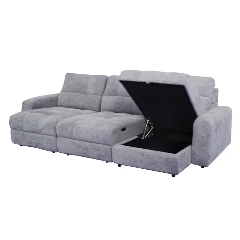 Power Modular Sofa with 2 Sliders and Right-Side Chaise with Storage - 3 pcs