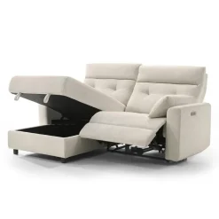 Power Recliner Loveseat and Left-Facing Chaise with Storage - Beige