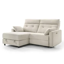 Power Recliner Loveseat and Left-Facing Chaise with Storage - Beige