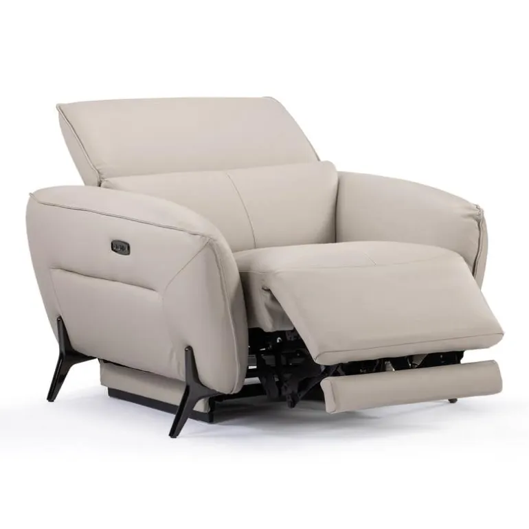 Power Recliner with Adjustable Headrest - Genuine Leather