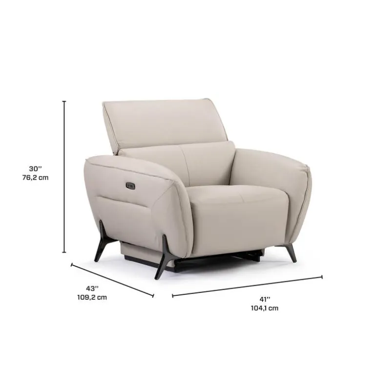 Power Recliner with Adjustable Headrest - Genuine Leather