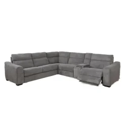 Power Reclining Grey Sleeper Sectional with Console - 6 pcs