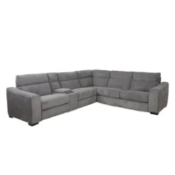 Power Reclining Grey Sleeper Sectional with Console - 6 pcs