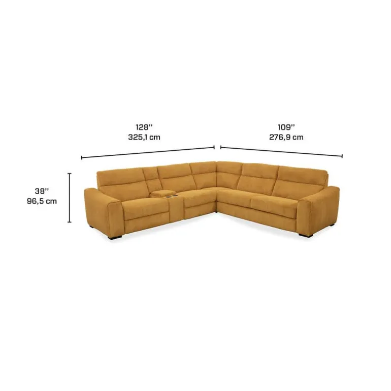 Power Reclining Topaz Sleeper Sectional with Console - 6 pcs