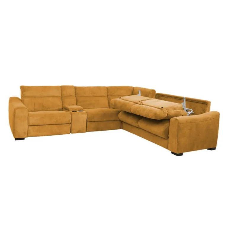 Power Reclining Topaz Sleeper Sectional with Console - 6 pcs