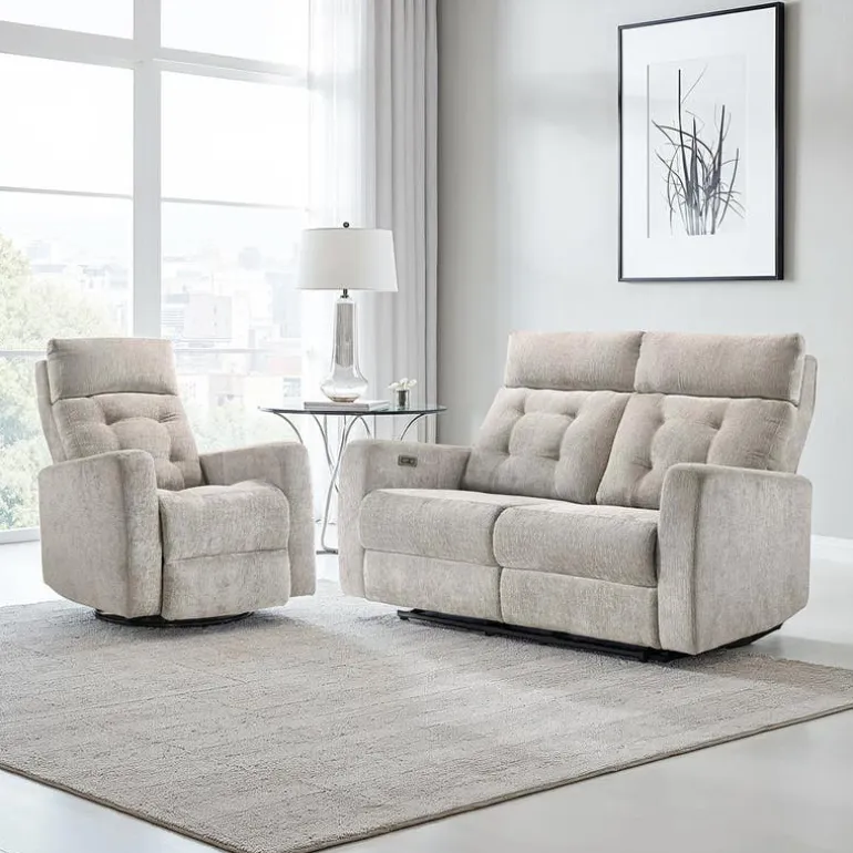 Power Rocker Swivel Recliner with Adjustable Headrest