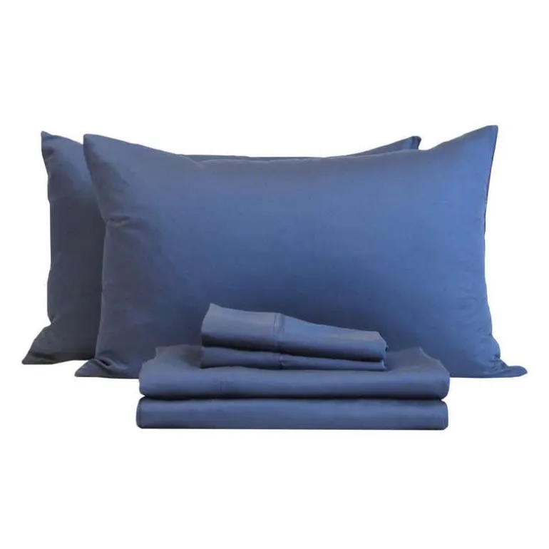 Queen Bamboo Bed Sheet Set - Blue