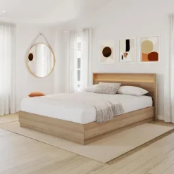 Queen Bed and Headboard with Integrated Light (60