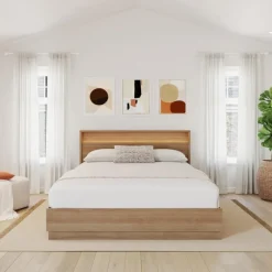 Queen Bed and Headboard with Integrated Light (60