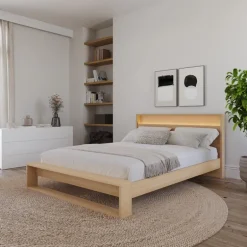 Queen Bed and Headboard with Integrated Light (60