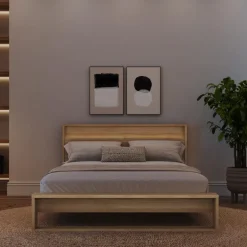 Queen Bed and Headboard with Lighting (60