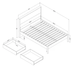 Queen Bed with 2-Drawer Storage and Headboard (60