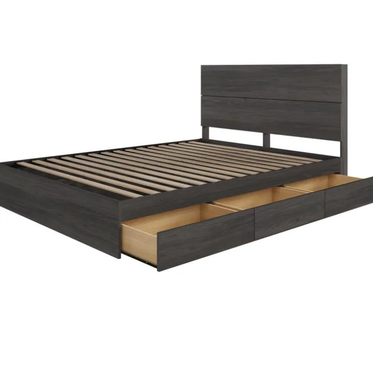Queen Bed with 3-Drawer Storage (60") - Nexera