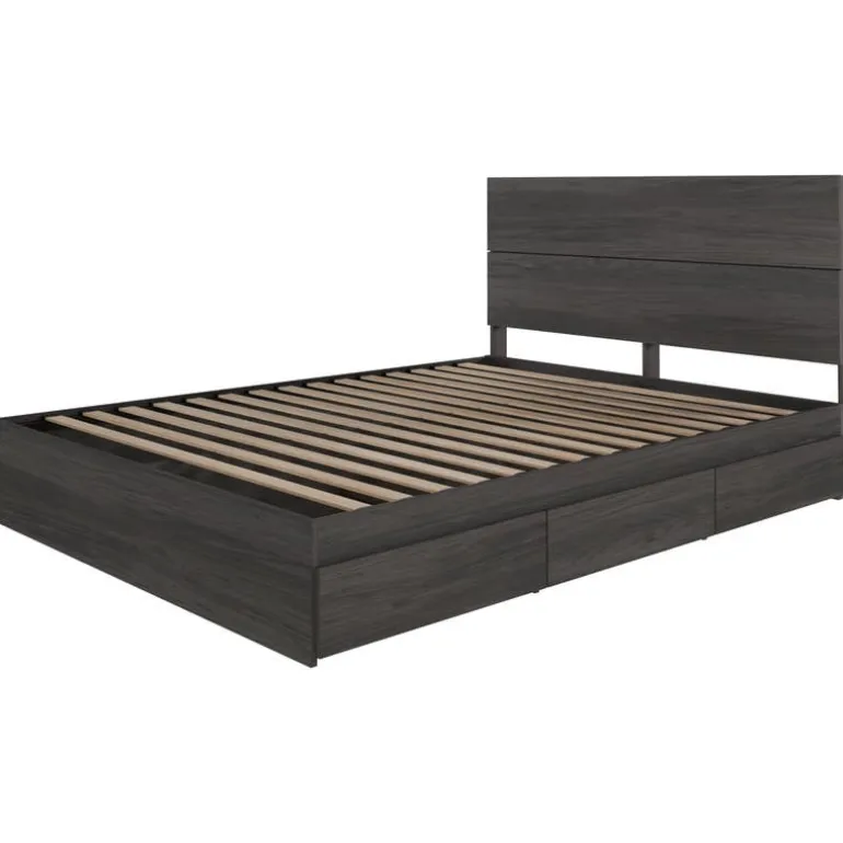 Queen Bed with 3-Drawer Storage (60") - Nexera