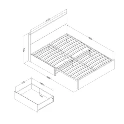 Queen Bed with 2-Drawer Storage and Headboard (60