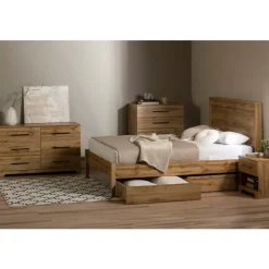 Queen Bed with 2-Drawer Storage and Headboard (60
