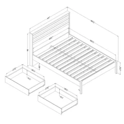 Queen Bed with 2-Drawer Storage and Headboard (60