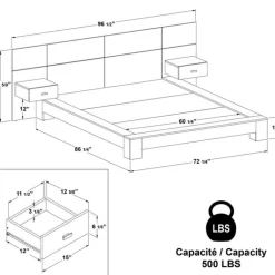 Queen Bed with Wall Units and Nightstands (60")