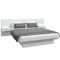 Queen Bed with Wall Units and Nightstands (60