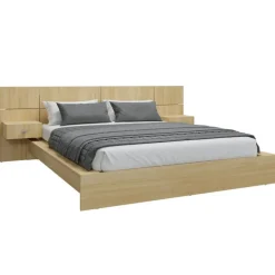 Queen Bed with Wall Units & Nightstands (60