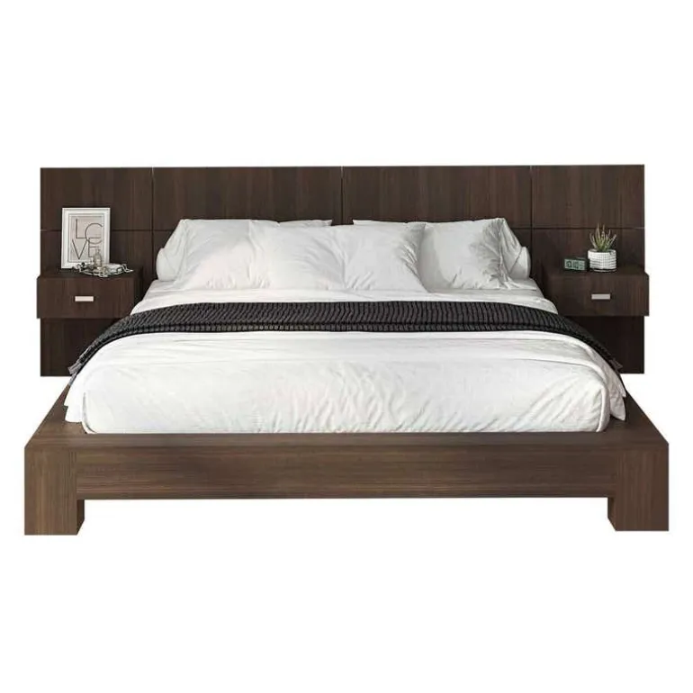 Queen Bed with Wall Units and Nightstands (60")