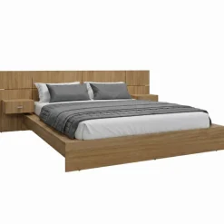 Queen Bed with Wall Units & Nightstands (60