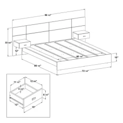 Queen Bed with Wall Units & Nightstands (60