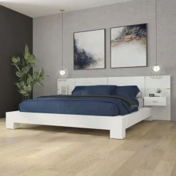 Queen Bed with Wall Units and Nightstands (60