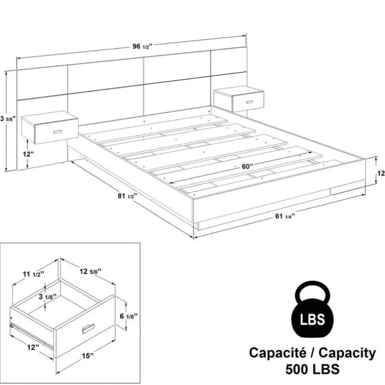 Queen Bedroom Set (60") - 5 pcs