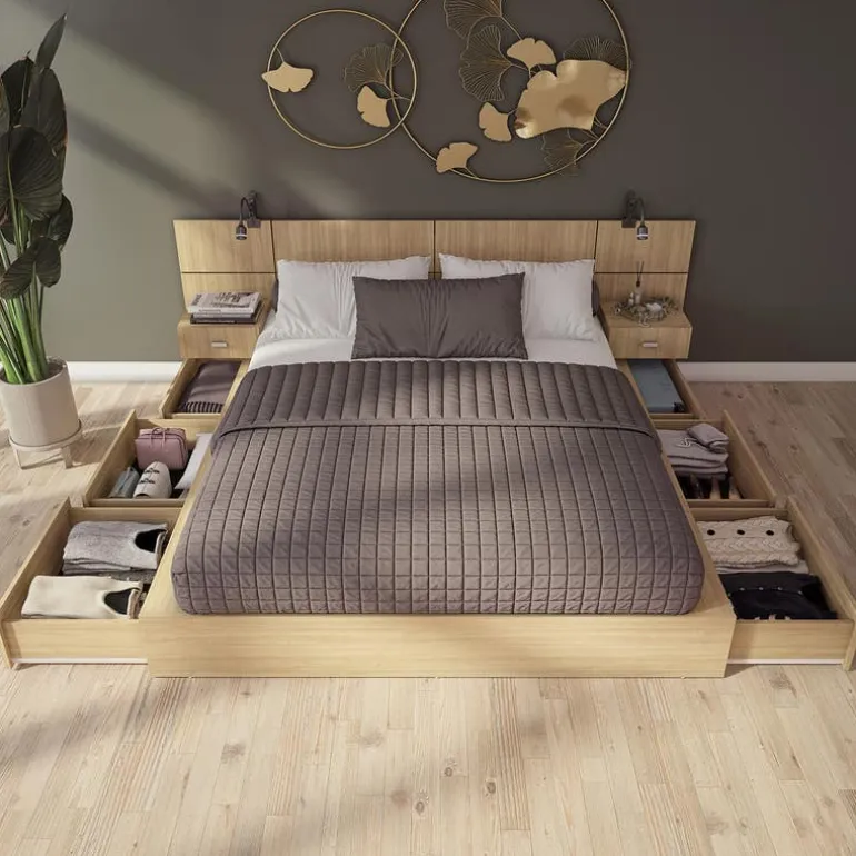 Queen Bedroom Set with 6-Drawer Storage (60") - 4 pcs