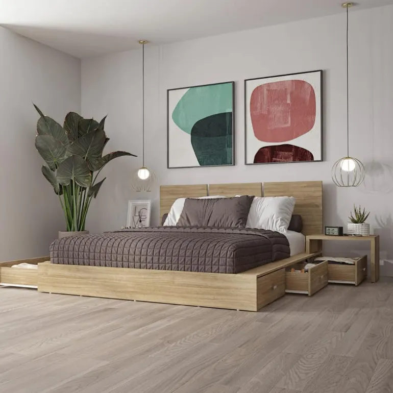 Queen Bedroom Set with 6-Drawer Storage (60") - 4 pcs