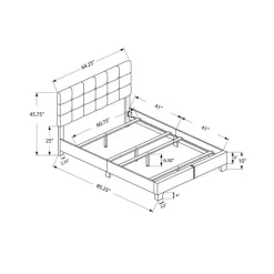 Queen Fabric Bed with Headboard (60") - Monarch