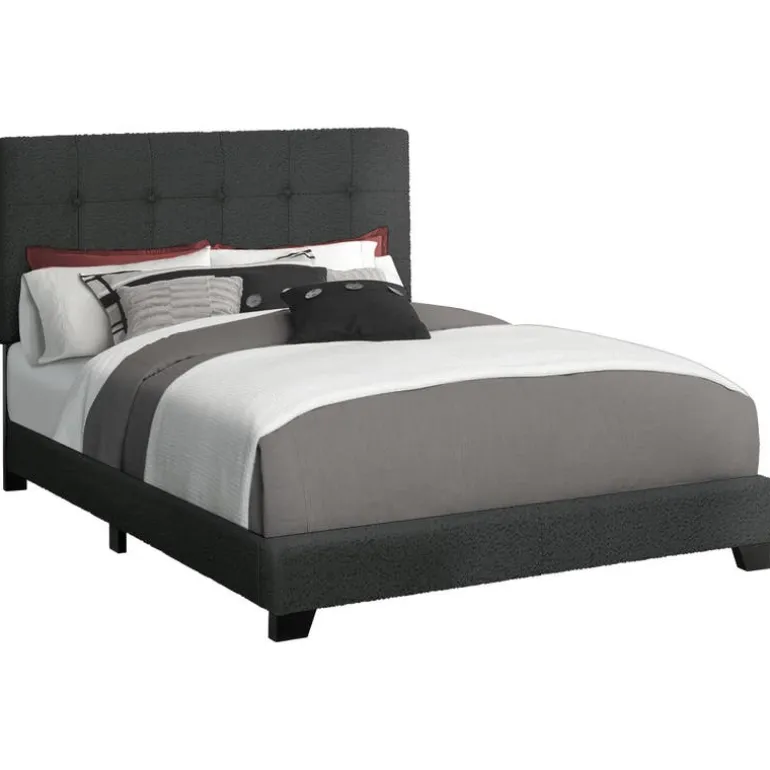 Queen Fabric Bed with Headboard (60") - Monarch
