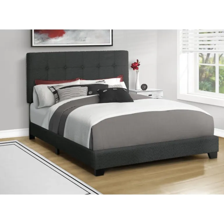 Queen Fabric Bed with Headboard (60") - Monarch