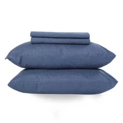Queen Microfibre Bed Sheet Set - Blue
