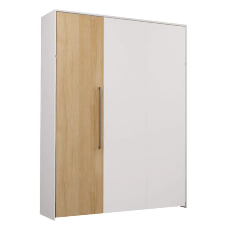 Queen Murphy Bed - White & Natural
