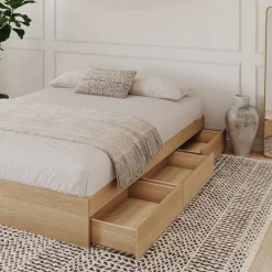 Queen Platform Bed with 3-Drawer Storage (60