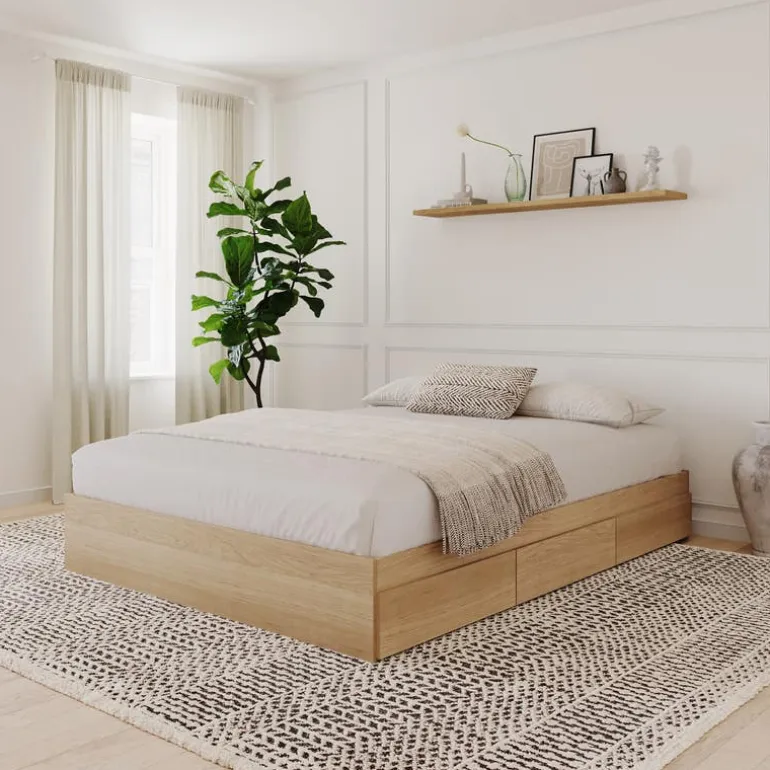 Queen Platform Bed with 3-Drawer Storage (60") - Nexera