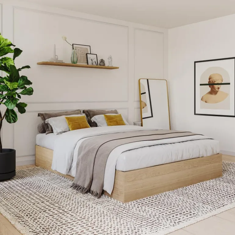 Queen Platform Bed with 3-Drawer Storage (60") - Nexera