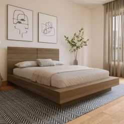 Queen Platform Bed with Headboard (60") - Nexera