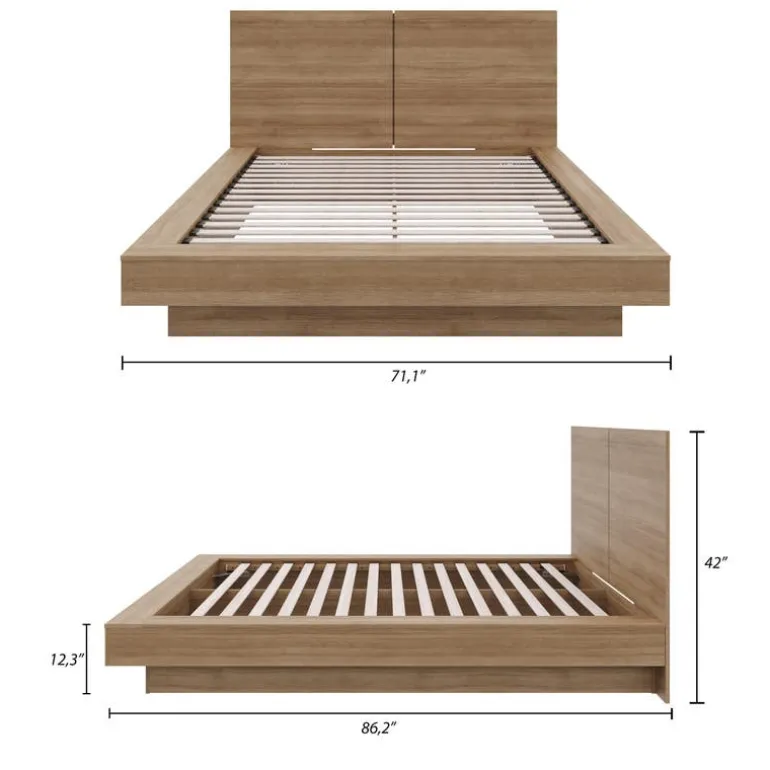 Queen Platform Bed with Headboard (60") - Nexera