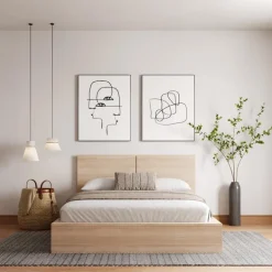 Queen Platform Bed with Headboard (60