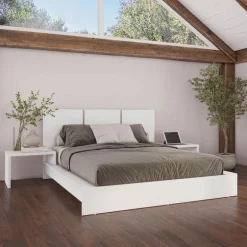 Queen Platform Bed with Integrated Bedside Tables (60