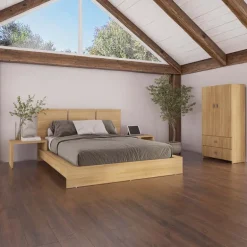 Queen Platform Bed with Integrated Bedside Tables (60