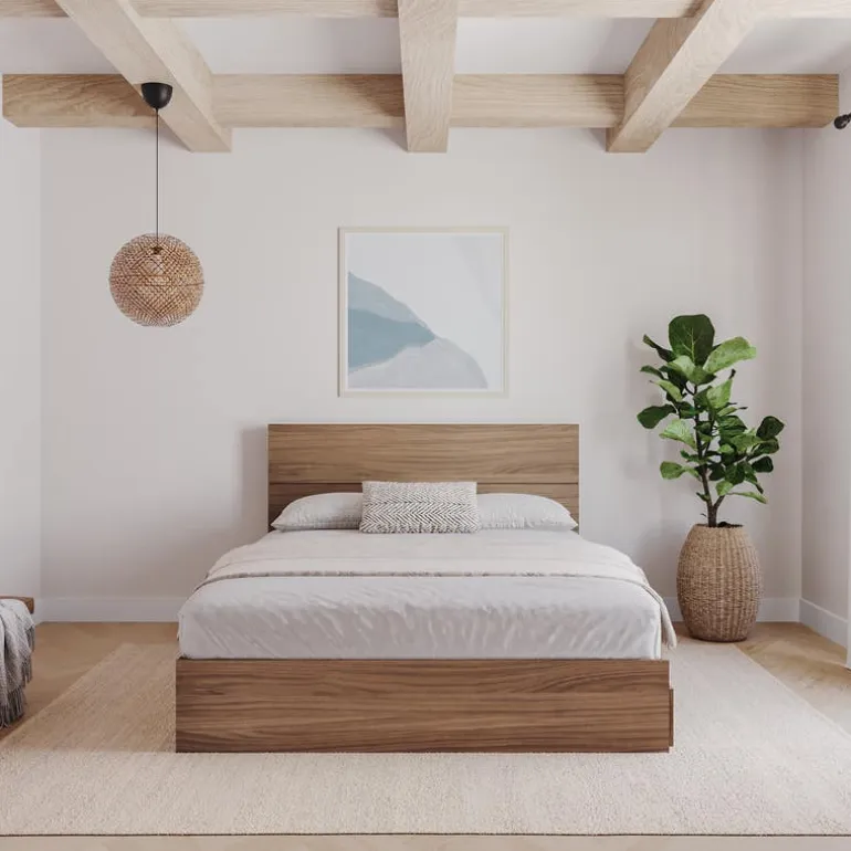 Queen Size Panel Headboard, Walnut - Nexera