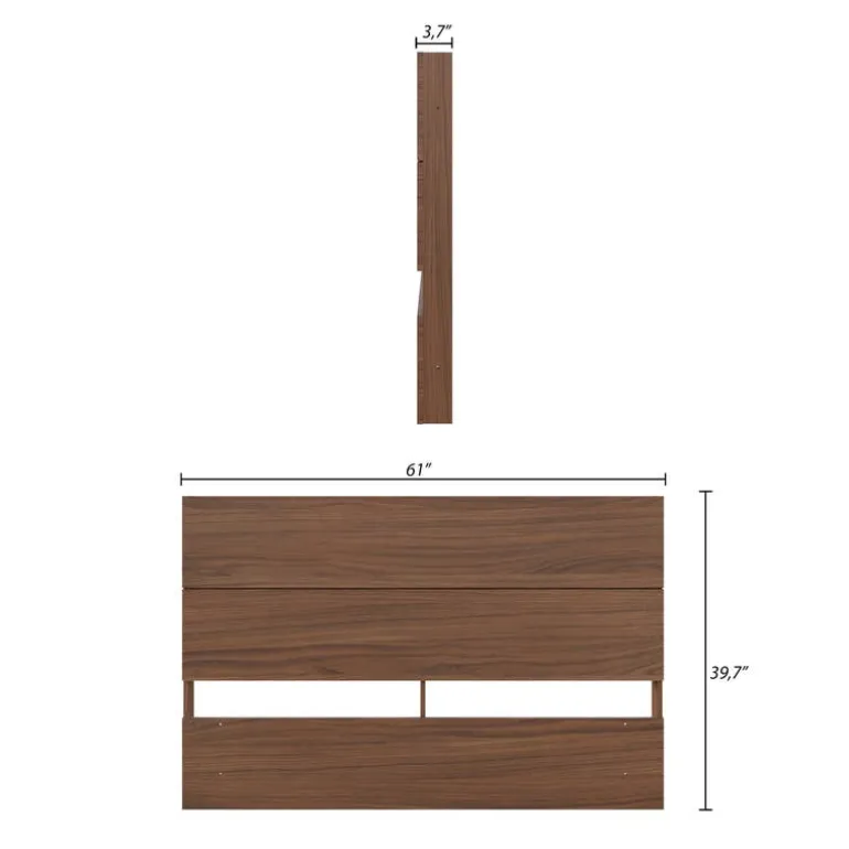 Queen Size Panel Headboard, Walnut - Nexera