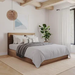 Queen Size Panel Headboard, Walnut - Nexera