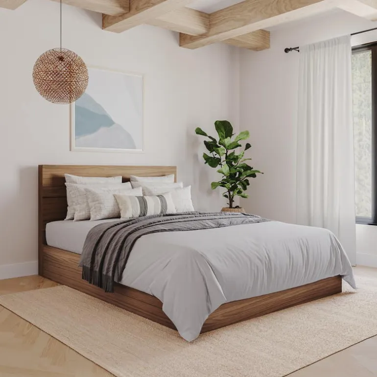 Queen Size Panel Headboard, Walnut - Nexera